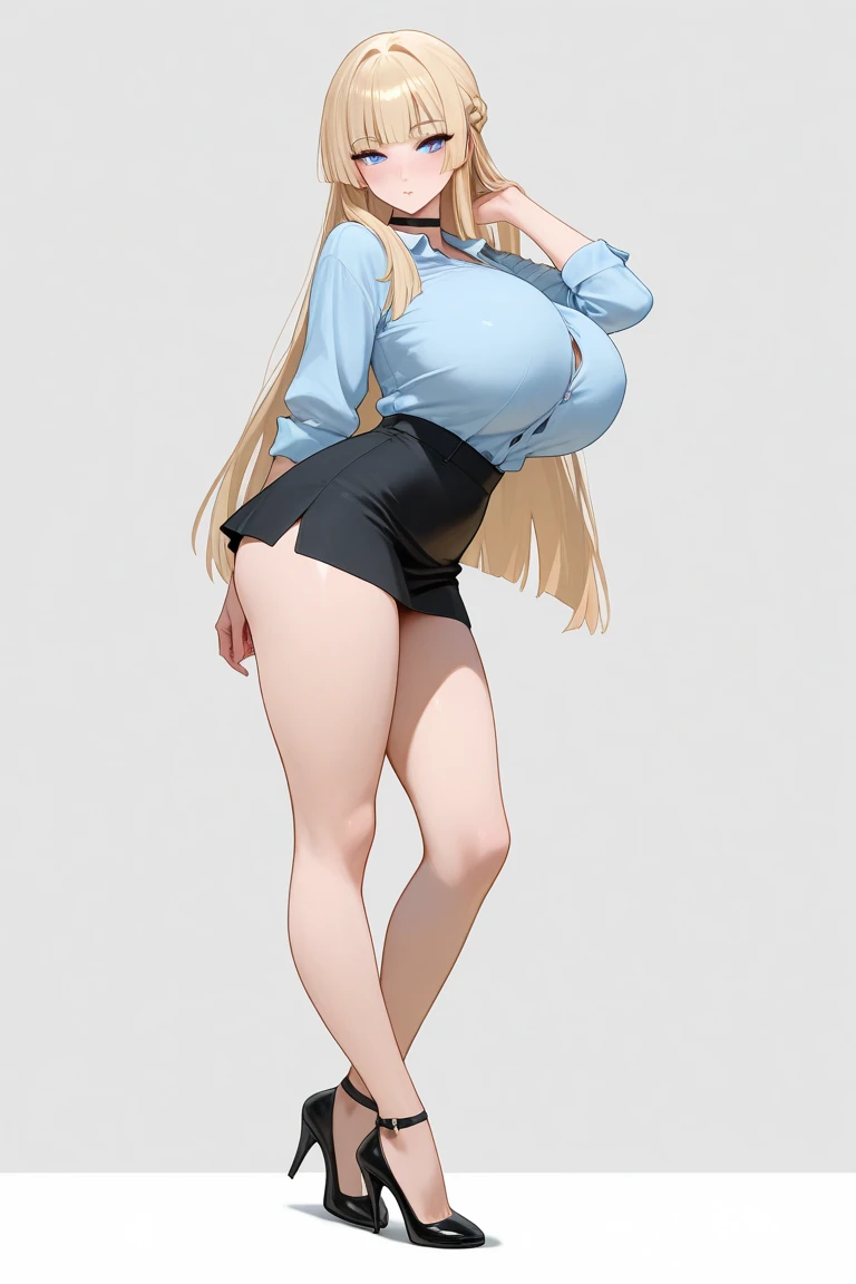 Realistic image, Consistent image, Detailed Images, 1 beautiful girl. She has blonde hair, long and fine hair. Caramel Eye, Long eyelashes. Her face is oval and delicate.. She is wearing an oversized T-shirt.. She is barefoot and has a curvaceous figure., Medium bust and thick thighs. Petals fall around her. A view of her whole body. Black background, Uniform background. Zhou Haoguang, Volumetric Light,