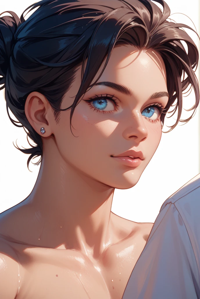 a beautiful woman, close-up portrait, detailed face, beautiful eyes, long eyelashes, detailed lips, detailed facial features, 1 girl, adult, sexy, Perfect body fittness, hyper detailed, photorealistic, ultra high definition, 8k, 3d render, dramatic lighting, cinematic, vibrant colors, moody, gritty