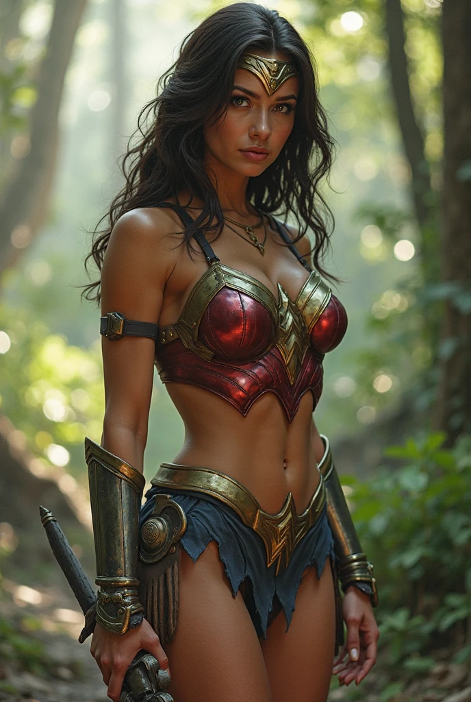 (( Gal gadot as wonder woman , wearing a  black color  wonder woman metal armor  :1.9 )), ((( posing with a sword,  rainy background: 1.6, ancient war island background :1.5)) ((  , looking at the viewers  ,  , fit muscular body , flat chest:1.5 , tall woman:1.5 ))),  ((( tanned skin tone, brown  color curly  short  hair: 1.5))) , hyper-realistic super-detailed full-length body of a sexy woman  with small breasts, show through, tanned body,  sexualized pose))) , ,((in sexy  with ), (cutouts in clothing: 0.8), (in a rain  background , wet rainy colorful  atmosphere  ), many details on clothes, photo session, , [:(detailed face:1.4):0.4], real perfect female anatomy, beautiful abs, beautiful symmetrical face, beautiful natural make-up, anatomically correct hands, perfect facial anatomy, high-quality textures, Ultra Photorealistic, sharp focus, contrasting light, soft lighting , intricate detailing, professional color correction, High Detail, Depth of Field, HDR Realistic, Photorealistic, White Color Correction, Ultra Photorealistic, Super Detailed, Intricate Details, Full Color,  Lighting, High Contrast, Golden Hour Award Winning, Best Photo, fia Professional Photography, 4D Rendering,, behance winner, erte 12k, super sharp focus, 64K, UHD, (ripped clothing:0.8), perfect face, looking at viewer, (highly detailed skin: 1.5 ), natural lighting, (direct light:0.2), 8mm film grain, photographed on a Sony a9 II, 24mm lens, F/2.8 aperture, deep focus, (RAW 10bit) -