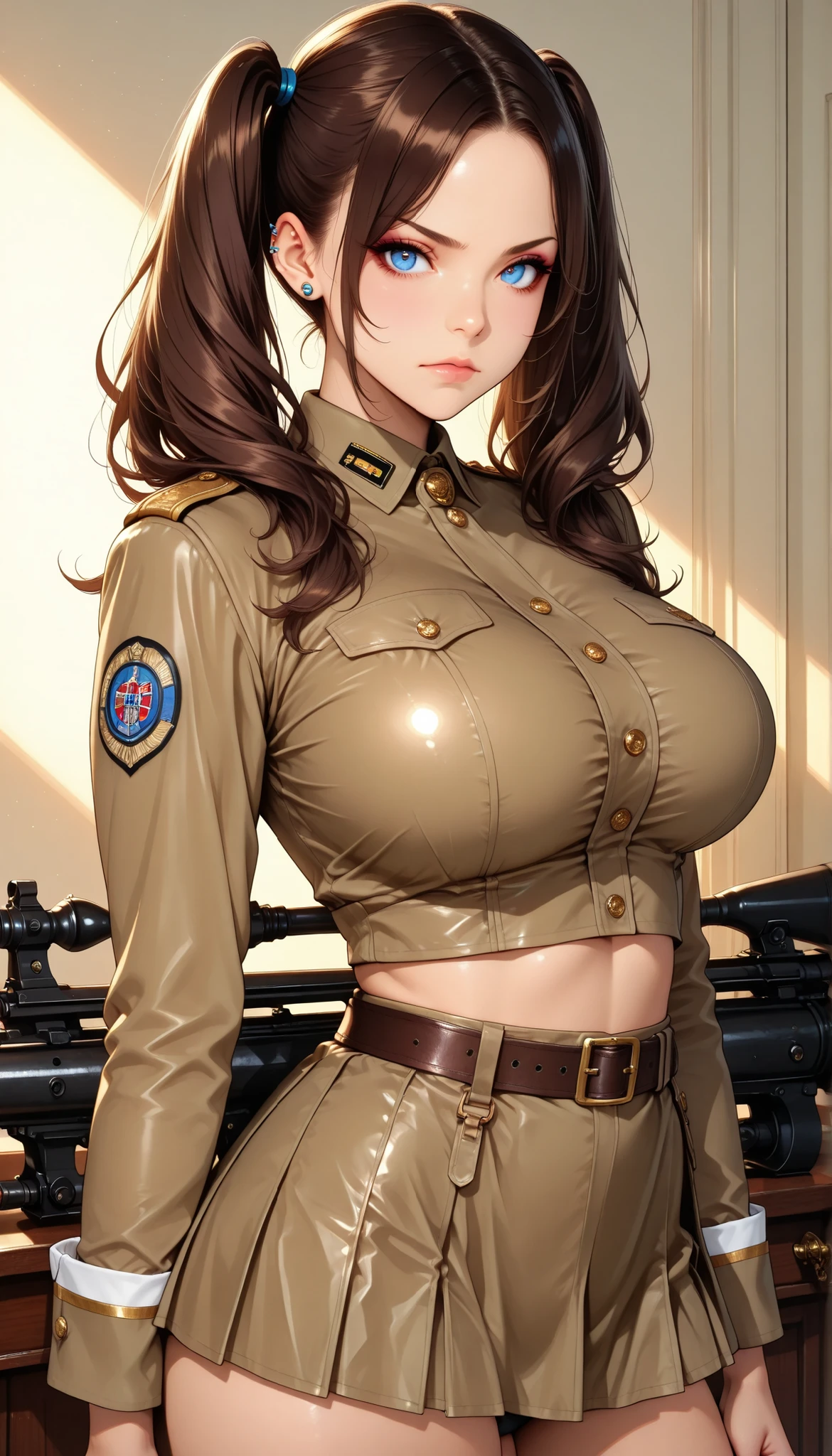 Brunetette, rosto angelical, fleshy lips, Round face, Straight brown hair, longye hair, natural boobs, medium breasts, Waist slender, legs thick, perfect and big jacket, ((wearing round glasses)).