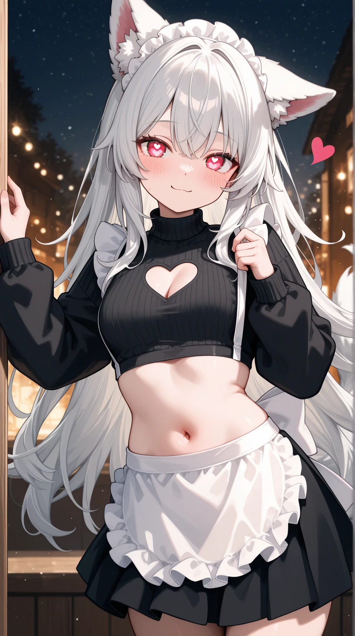 Beautiful wolf, heart shape cutout,