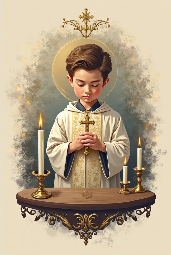 Boy taking communion in watercolor