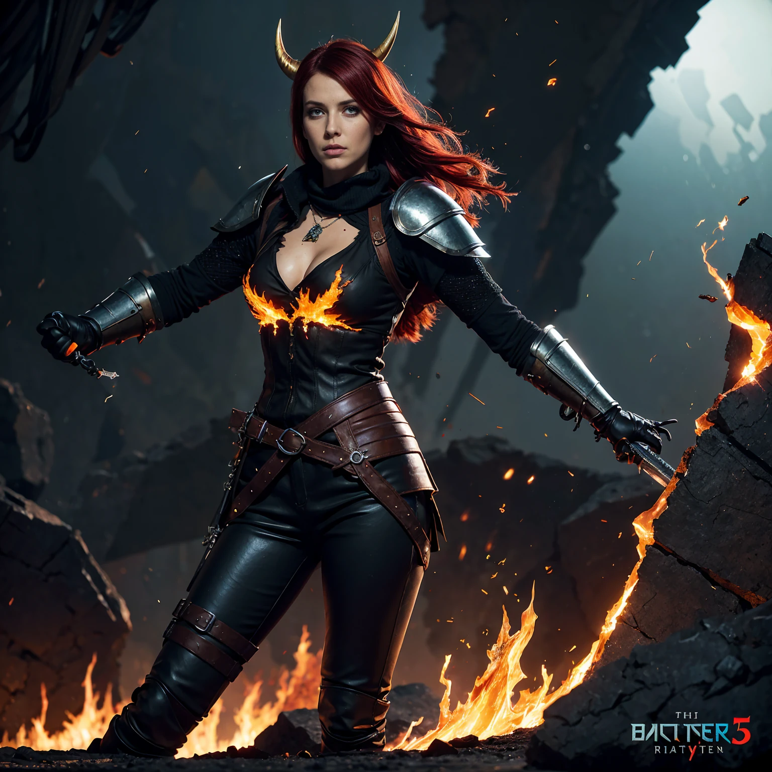 an attractive woman [gunslinger:bounty hunter:0.4] standing in a fantasy wilderness (cubismcubed style:1) <lora:djzCubismCubed_LB2:0.8>
