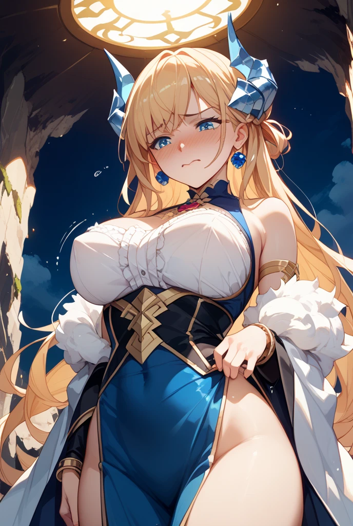 A beautiful 28-year-old woman, Navia, wearing sexy lingerie, stands in a crowded French city, hyper detailed huge breasts and ultra detailed features rendered in the best quality, 4K masterpiece.