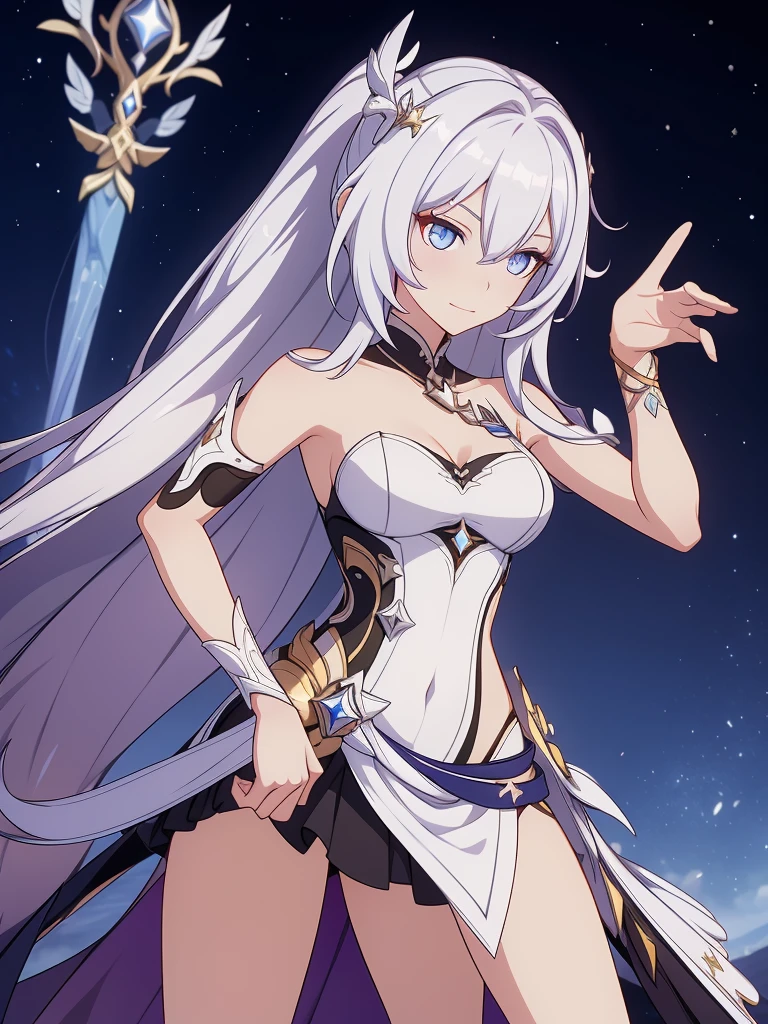 (Masterpiece), (Best Definition Animated Illustration), (Super Definition), One Girl, Solo, Beautiful Girl with Silver Hair, Anime Loli, Cat Ear Loli, Priest Costume, Pope, Sleeveless, Smile, Cleavage Emphasis, Side Boob, Thighs, Tarot Card Wind