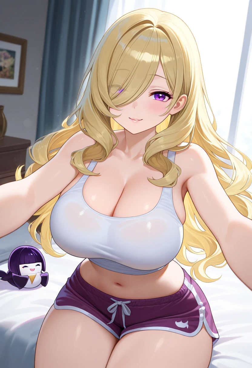 Pregnant women,Pregnant belly,Multiple births,bikini,Big Breasts,Purple and white hair,Hair Gradient,Braid