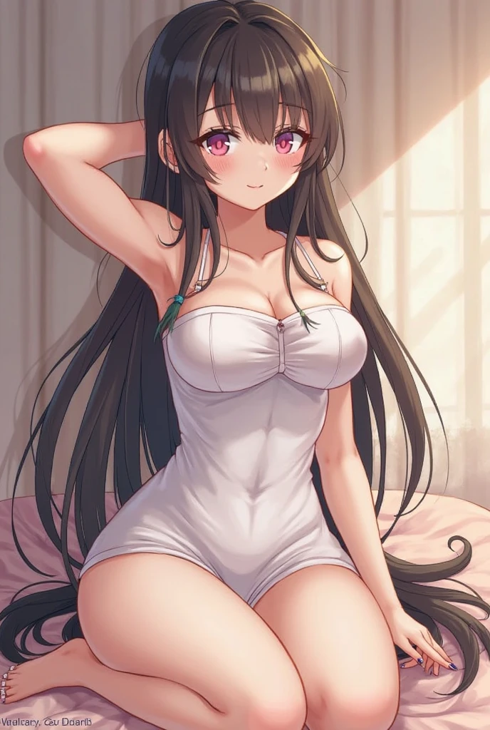 Nezuko streching her legs and showing her pussy