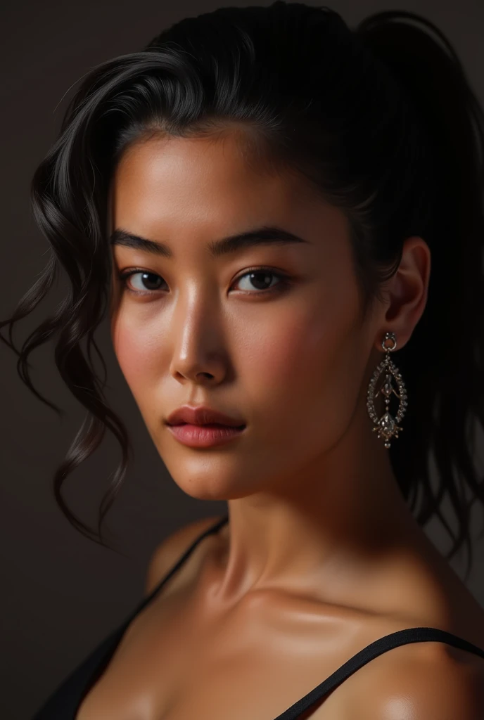 dressed, (photo realistic:1.4), (hyper realistic:1.4), (realistic:1.3), (smoother lighting:1.05), (increase cinematic lighting quality:0.9), 32K, 1girl,25yo girl, realistic lighting, backlighting, light on face, ray trace, (brightening light:1.2), (Increase quality:1.4), (best quality real texture skin:1.4), finely detailed eyes, finely detailed face, finely quality eyes, (tired and sleepy and satisfied:0.0), ((face closeup)), bikini, korean girl, (Increase body line mood:1.1), (Increase skin texture beauty:1.1), (((dark medium (((hair slicked to the two side))), extremely detailed))), with a perfect body, super fine face and eyes, there woman with ((silver eyes and black makeup:1.2)), (perfect face and eyes, photorealistic beautiful face, beautiful and realistic faces, ultra-realistic digital image, professional retouching, beauty retouching, hyperrealistic beautiful face, beautiful photorealistic paintings)