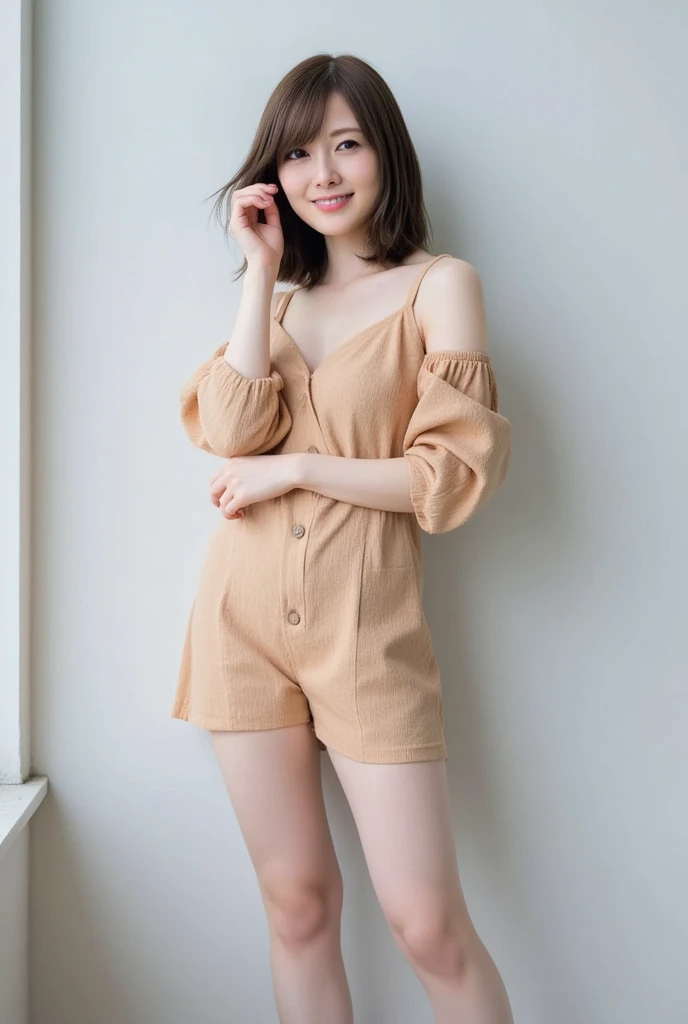 (Realistic, photo-Realistic:1.37), (masterpiece), (Highest quality:1.4), (Ultra-high resolution:1.2),(RAW Photos:1.2), (目のRealisticサイズ, Droopy eyes, Sleepy face, Angle from below, Realistic skin, Ecstasy face), Masturbation, Strong winds, Beautiful brown hair, ((Spread your legs, Expose the genitals,Shaved pussy)), (Button removed々A lightweight casual dress with a simple pattern,Off the shoulder), Bedroom, night, (((Focus on the pubic area, Between the legs))), ((nightの暗い時間)),(Swollen areola), stream,On the bed