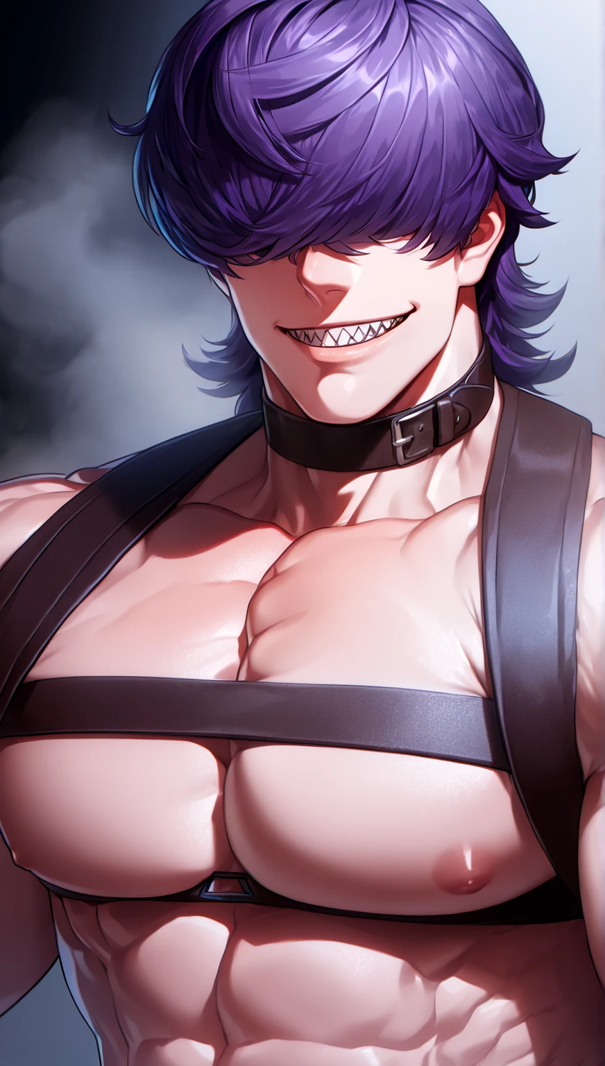 Best quality, masterpiece, intricate details, muscular male vampire, vampire fangs, extremely pale skin, red eyes, seductive look, wolfcut blond hair, leather jacket, masturbating on building ledge, at night, gay, homoerotic, best view, comic art style, perfect fingers, no watermark, no logo, no signature