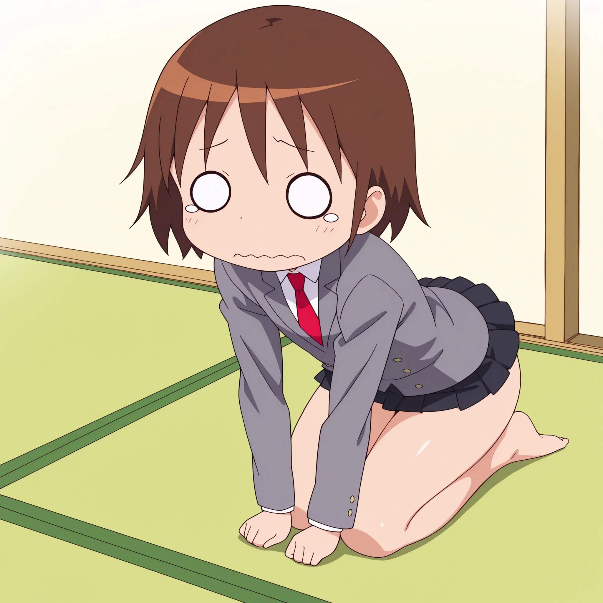 ochaco_uraraka,blush_stickers, 1girl,masterpiece, expensive quality, very_expensive_solve, big_file size, full color,(completely nude:1.2),pussy,niplles,(vaginal sex:1.2),(toddler:1.6),(chibi:1.3),(flat chest:1.5),