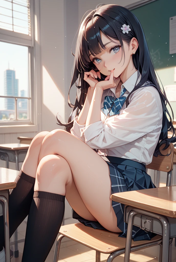 Anime girl sitting at desk in classroom at blackboard, beautifulアニメ美少女, cuteアニメの女の子,cute, Enchanting anime girl, Anime Moe Art Style, Squatbeautifulアニメの女の子, Anime Best Girl, Smooth anime CG art, Attractive anime girl, surGenuine , Young Anime Girl、Full Color、(Pieces fly、 Highest quality:1.2)、High resolution、High resolution、In 8K、Genuine実写、RAW Photos、Highest quality、masterpiece、 Very delicate、High resolutionの生のカラー写真、Professional photography、 Great face and eyes、超High resolution、RAW Photos、beautiful、beautiful、beautiful girl、(alone:1.2)、 Black Hair、big 、blush、Crying face、big 、 、View your viewers、Squat、Full view、blush、Outdoor、outside of home、Obscene content、Porn,Sit together'knees、Sit with your heels on the ground,Body facing forward、Sit with your heels on the ground、Leg spread、M legs、beautifulマンコ,8K Photo、Live Shooting、最High resolution、masterpiece:1.2、Genuine、photoGenuineistic、High Contrast、Photon Mapping、Genuineism、Very detailed、Professional Lighting、Low Angle:1.2)、(1 Girl)、(alone:1.5)、(Height: 145cm), (14 years old), (Squatting looking at the front)、(Open legs:1.5),(White sneakers:1.2)、 (Perfect proportions:1.2), (The detailed shape of the female genitals is clearly visible:1.4), (Textured skin)、I can see her cleavage,Pussy in full view,A look of shame,A large amount of love juice,A pool of love juice on the floor,Hairless pussy,Love juice flowing from pussy,No clothes,Completely naked,Completely naked,Completely naked,nsfw,Nude,whole body
