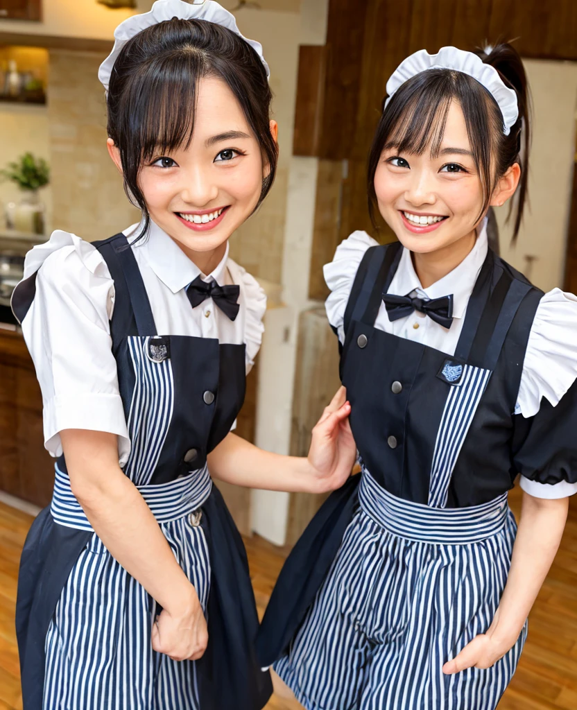 slender girl, (make up:1.1), (meido:1.2), small breasts, at school room, (upper body shot:1.1), cowboy shot