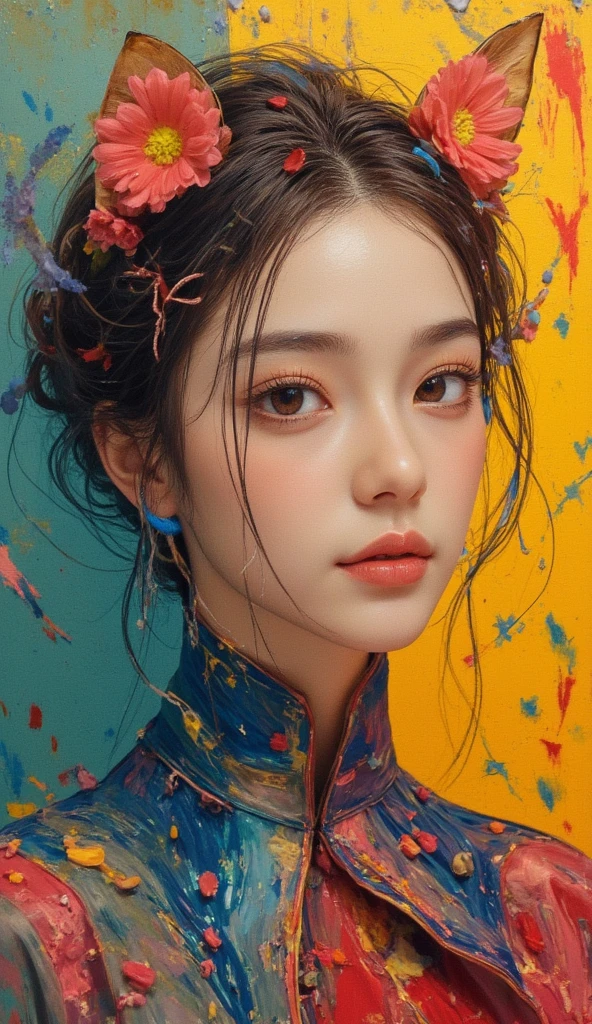 Georgeous, Beautiful, Cute, Baby Face, 18 Years Old, White Skin, Cleavage, ((Large Colossal Breast:1.3)), Sleeveless, Off Shoulder, Strapless, ((Transparent:1.3)), ((White Long Lolita Dress)), (Embroidery), Posing, ((Silver Hair)), ((Bright Blue Eye)), ((Muscles:1.2)), ((Bokeh:1.3)), Animal Farmer Background, Masterpiece, Twintails, Arms Up