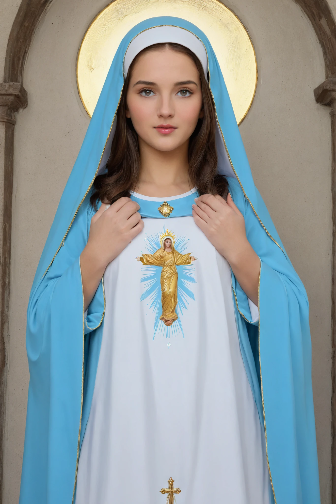 Very beautiful and pretty virgin Mary looks at me 