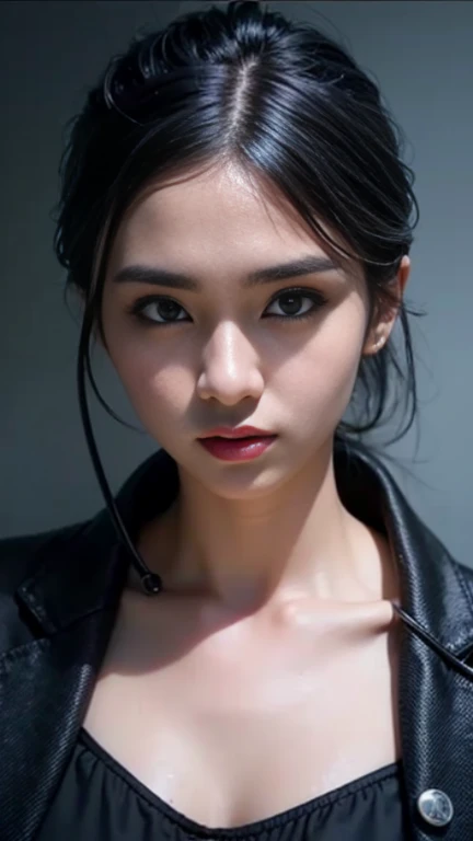 analog style, model shoot style, RAW close portrait of a 1girl, ((beautiful face: 1.7, 
perfect face:1.3)), (from above:1.2), best quality, epic (by lee jeffries photo, sony a7, 50 mm, pores:1.5, colors, hyperdetailed:1.5, film grain:1.4,
hyperrealistic: 1.5), hyper-realistic lifelike texture, masterpiece, unreal engine 5, Extremely detailed CG unity 8k wallpaper, realistic eyes,
Madly detailed photo, (ecstasy of light and shadow, deep shadow), (Winner of the Pulitzer Prize for Photography and Taylor Wessing Photographic Prize), sweaty face, sluty expression, hot lips, sexy lips, nfsw , sexy boobs, sexy cleavage shot, half-body shot,  expression,