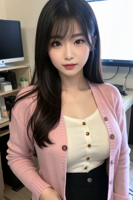 ((top-quality、8K、masterpiece:1.3))、foco nítido:1.2、(realisitic、Photorealsitic:1.37)、((A smile))、frontage、from the chest up、Beautiful Face Woman、Look up、32years old、((very Bigger breasts))、pointed chest、NSFW、long eyeslashes、Colorcon、Big 、delicated、Very detailed eyes、Highly detailed eyebrows、((Beautiful ass))、(Sharp Eyebrows)、(Thin eyebrows),Erect ,Clothed、From above、((Classroom))、desk work、((chalk board))、English、Wearing a black formal blazer、((Put your chest on the desk))、White blouses、a necklace、brunette disheveled hair、Detailed background(8K、masterpiece、top-quality、Raw foto)