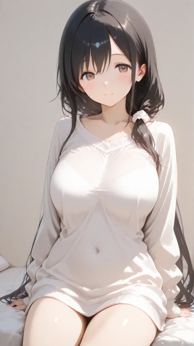 (((One girl:1.5, alone))), Very pretty woman photo,Yor Briar、 (Sexy Model), Professional attire, (22 years old: 1.1), Portrait of a cheerful smiling girl, Full body images, When viewed from the front, The composition is symmetrical, (Looking straight at you, Are standing, Leaning forward:1.2, Sexy Model pose), break, (shiny fine hair: 1.2), (Bob Ponytail:1.3), dark red eyes, Beautiful Eyes, Princess Eyes, ((Black Hair:1.3)), A single hair, bangs, Hair between the eyes, Long Hair, curve, Abdominal muscles, perfect Abdominal muscles, (Huge breasts;1.37, Large Breasts:1.37, Large Breastsの谷間:1.37), (Narrow waist: 1.15), (Detailed beautiful girl: 1.4), Part your lips, Red lips, (Shiny skin), ((Perfect female body)), (Upper body image:1.3), Encircling the head, Perfect Anatomy, Perfect proportions, 8.5 Life-size, Face Focus, break, (Bare shoulders, Chest tightness, Show Viewer, (White T-shirt and red high leg bloomers:1.4), break, (Japanese izakaya detailed background:1.2), (Studio Lighting: 1.3), (Cinematic lighting: 1.3), (Backlight: 1.3), Dim lighting, Full body lighting, break, (Realistic, Realistic: 1.37), (masterpiece, Highest quality: 1.2), (Ultra-high resolution: 1.2), (RAW Photos: 1.2), (Sharp focus: 1.3), (Face Focus: 1.2), (Ultra High Definition CG Integrated 8K Wallpaper: 1.2), (Beautiful Skin: 1.2), (Pale skin: 1.3), (Hyper Sharp focus: 1.5), (Ultra Sharp focus: 1.5), ( Beautiful pretty face: 1.3), (Highly detailed background, Detailed Background: 1.3), Ultra Realistic Photo, Ultra-sharp images, Hyper-detail image、hair band、Full body portrait、Full body portrait、Full body portrait、Lie down on the bed