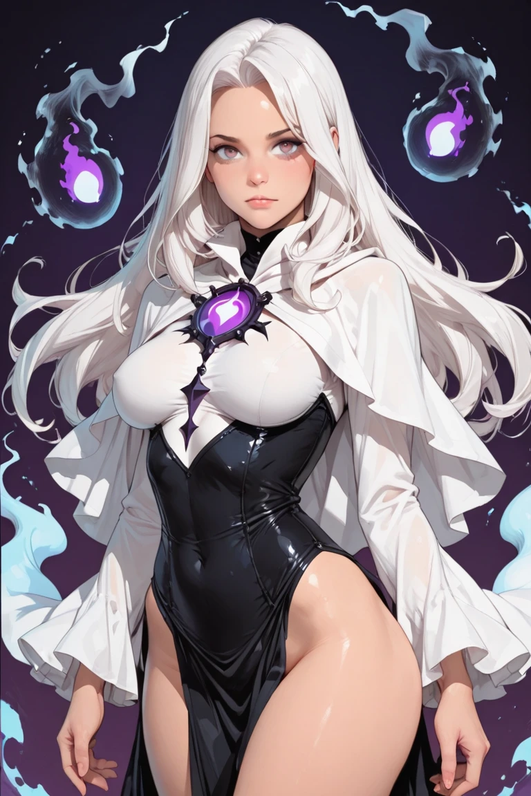 stunningly beautiful Alina Kabaeva face whit Lisa Ann body in her 20 as a pure white and very cute fox beast woman, black rubber suit, tattoos, white long wavy hair, sparkling gold big eyes, abs, great proportions, full body shot, background kaleidoscope, anime, illustration, fantasy, portrait, animification, high resolution, best quality, very high image quality, ultra detailed, hyper realistic, photorealistic