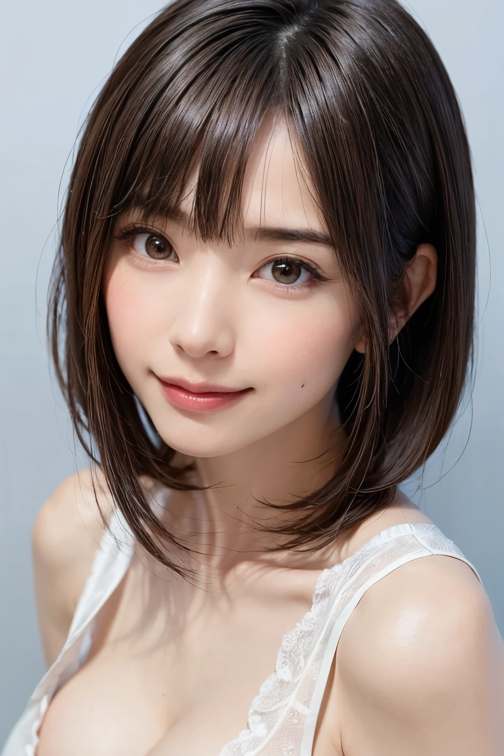 (software:1.8、masterpiece, Highest quality),1 person, alone, hyper Realistic, Realistic,Realistic, Looking at the audience, Light brown eyes:1.4,Brunette Short Bob Hair with highly detailed shiny hair, Brightly colored winter clothes, Lepangas:1.4), Outdoor, Mouth closed, Upper Body、big chest eye、eyelash、{Hugeな|big chest|Hugeなな|Mega} whole :2, chestの谷間:2、(((big chest eye、Short Bob Hair、Highlights from Students、Looking at the audience、She is very beautiful and cute、Show me your ears、Long neck、smile、Close your mouth and smile、Bangs and beautiful teeth)))、Ideal body type、(Nothing is drawn、A very beautiful pure white background:1.6)、美しいLong neck:1.4、(({Huge|big|Hugeな|Mega} chest, chestの谷間:2、Upper Bodyは服を着ていない:1.6))、(((Portraiture:2)))、Perfect Anatomy