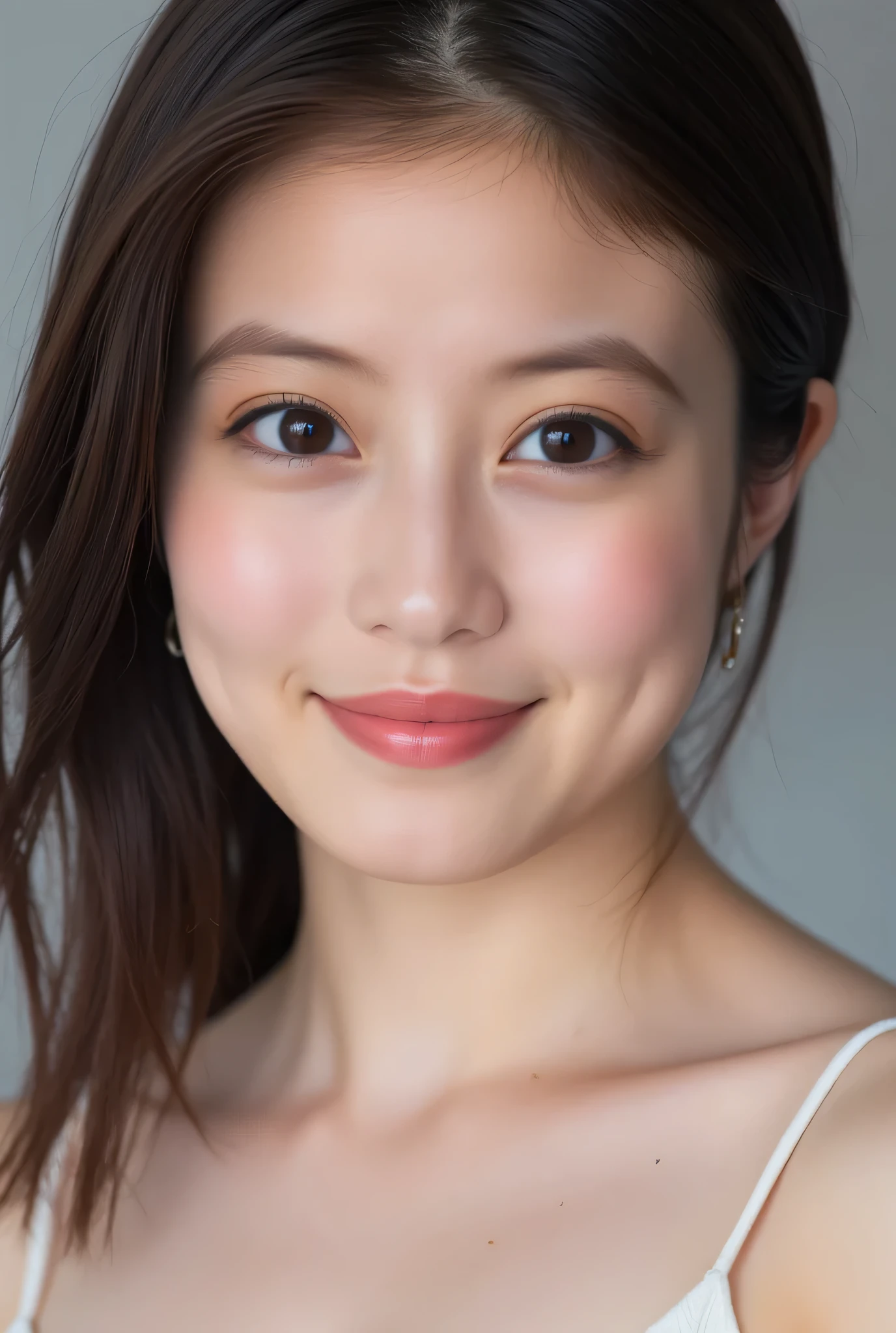 looking at viewer, beautiful skin, beautiful eyes, beautiful face, make up, masterpiece, Super Details, Best lighting, Realistic and Realistic Pictures, high definition RAW color pictures, slightly smile, highly detailed eyes, mio,