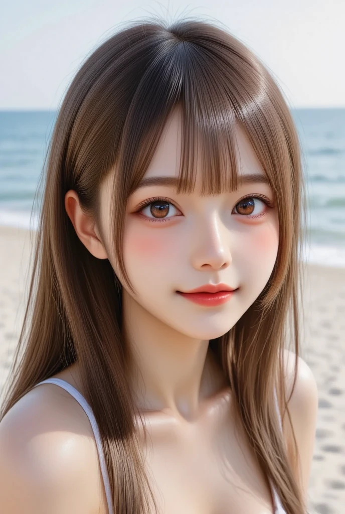 Woman with long hair and white swimsuit Chinese woman Realistic anime 3D style Photorealistic anime Cute realistic portrait Cute natural anime face Ultra realistic anime Photorealistic!!!!!!Art style realistic young anime girl beautiful anime face 3d anime realistic realistic anime girl render realistic beautiful big eyes