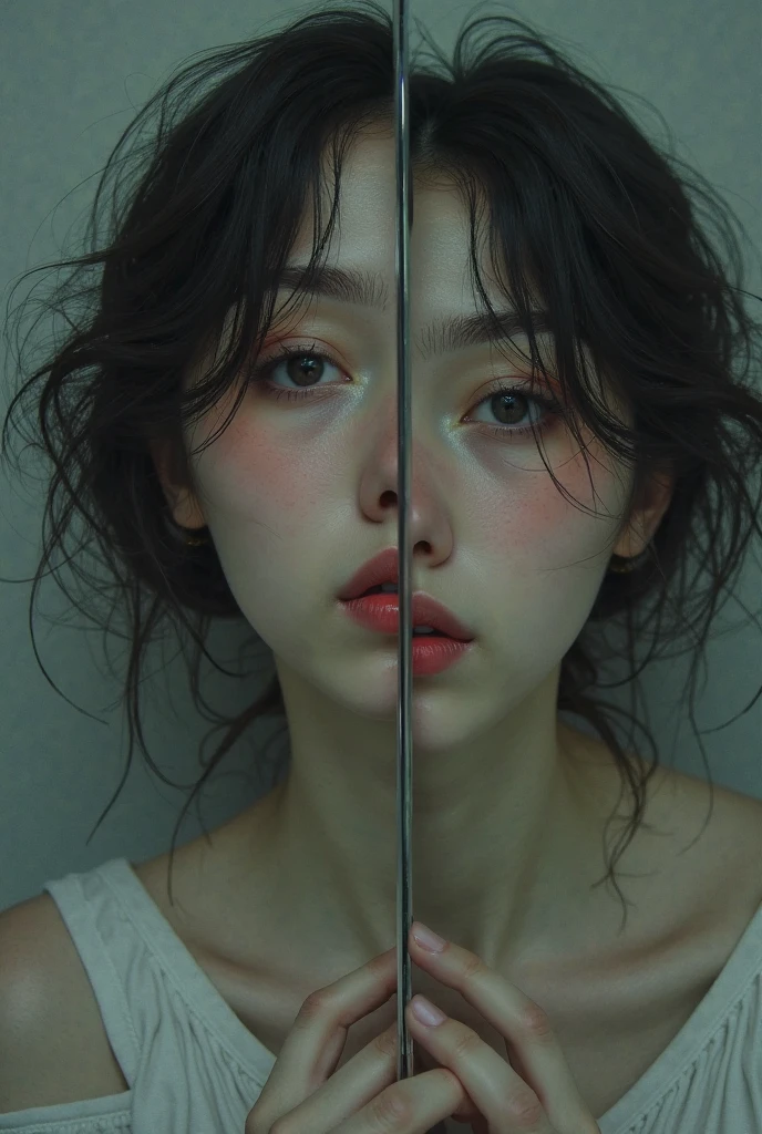 Realistic film cover with a girl kissing blood on the screen the title name is abusive relationship the author&#39;s name is Davi Alves and a dark background