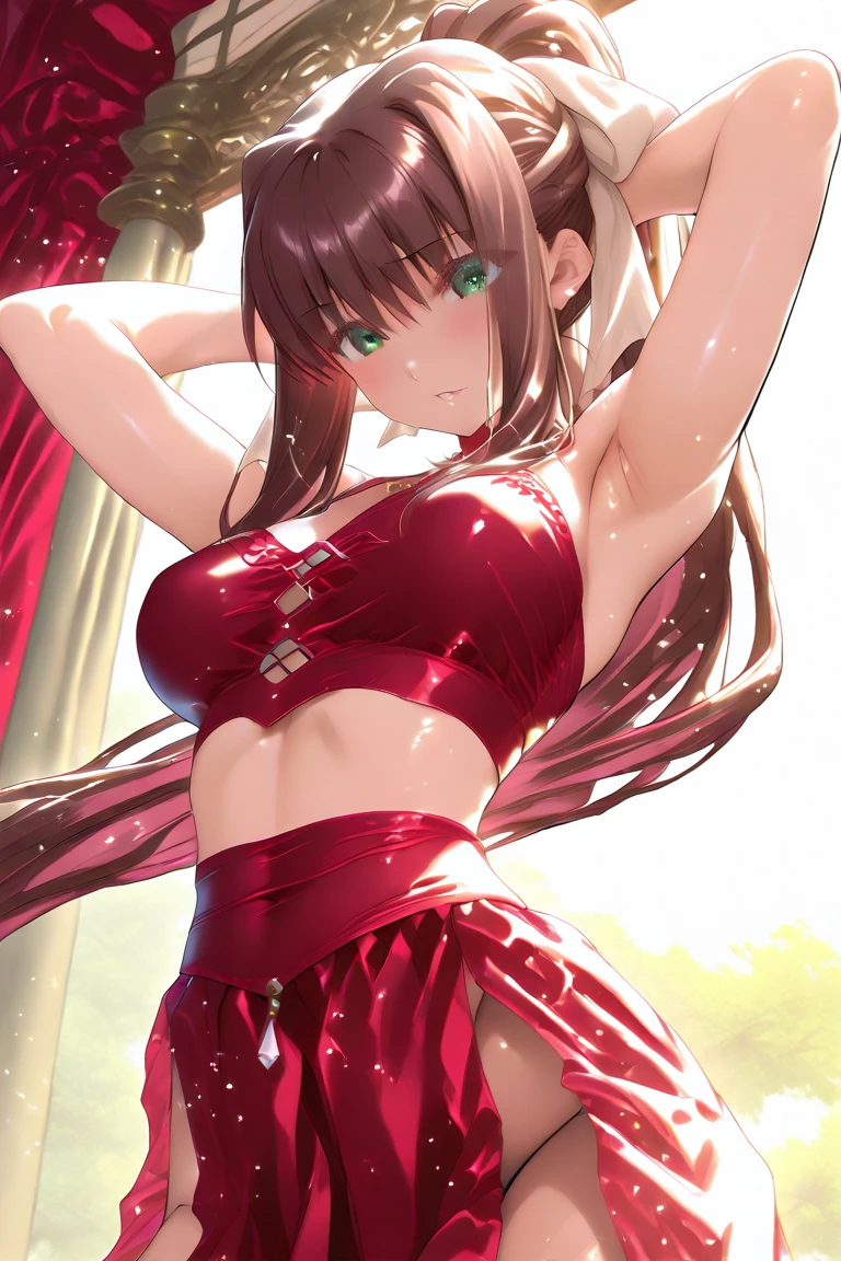 nezuko from demon slayer showing cleavage and long leg