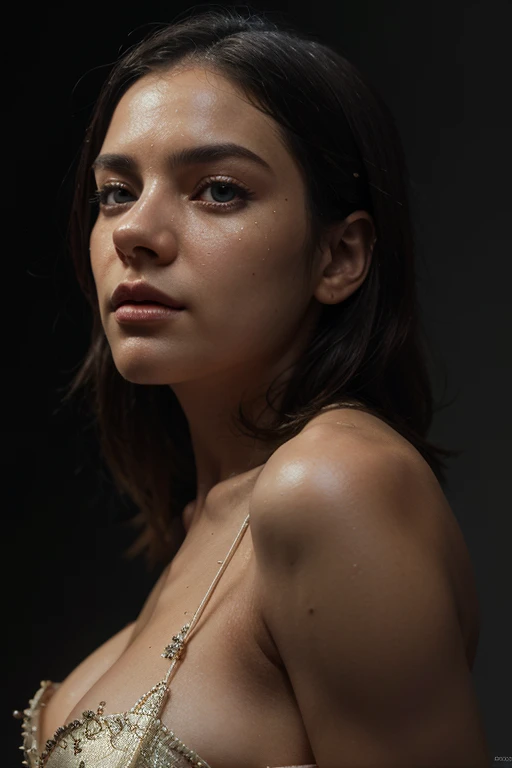 analog style, Adriana Morales is a beautiful young spanish girl indoor portrait, professional portrait photograph, beautiful rectangular face, cute natural makeup, ultra realistic, elegant, highly detailed, sharp focus, studio lights, soft skin, beautiful eyes, minimal makeup, straight hair, cutting-edge photo professionally enhance the colors and details of photo, flawless and high-quality retouch, skin texture in focus, sharp focus, bokeh on background, abstract background, abstract lights, light sources from sides, backlight, counter light, vibrant colors, dual color lights, black and white still, digital Art, perfect composition, beautiful detailed intricate insanely detailed octane render trending on artstation, 8 k artistic photography, photorealistic concept art, soft natural volumetric cinematic perfect light,