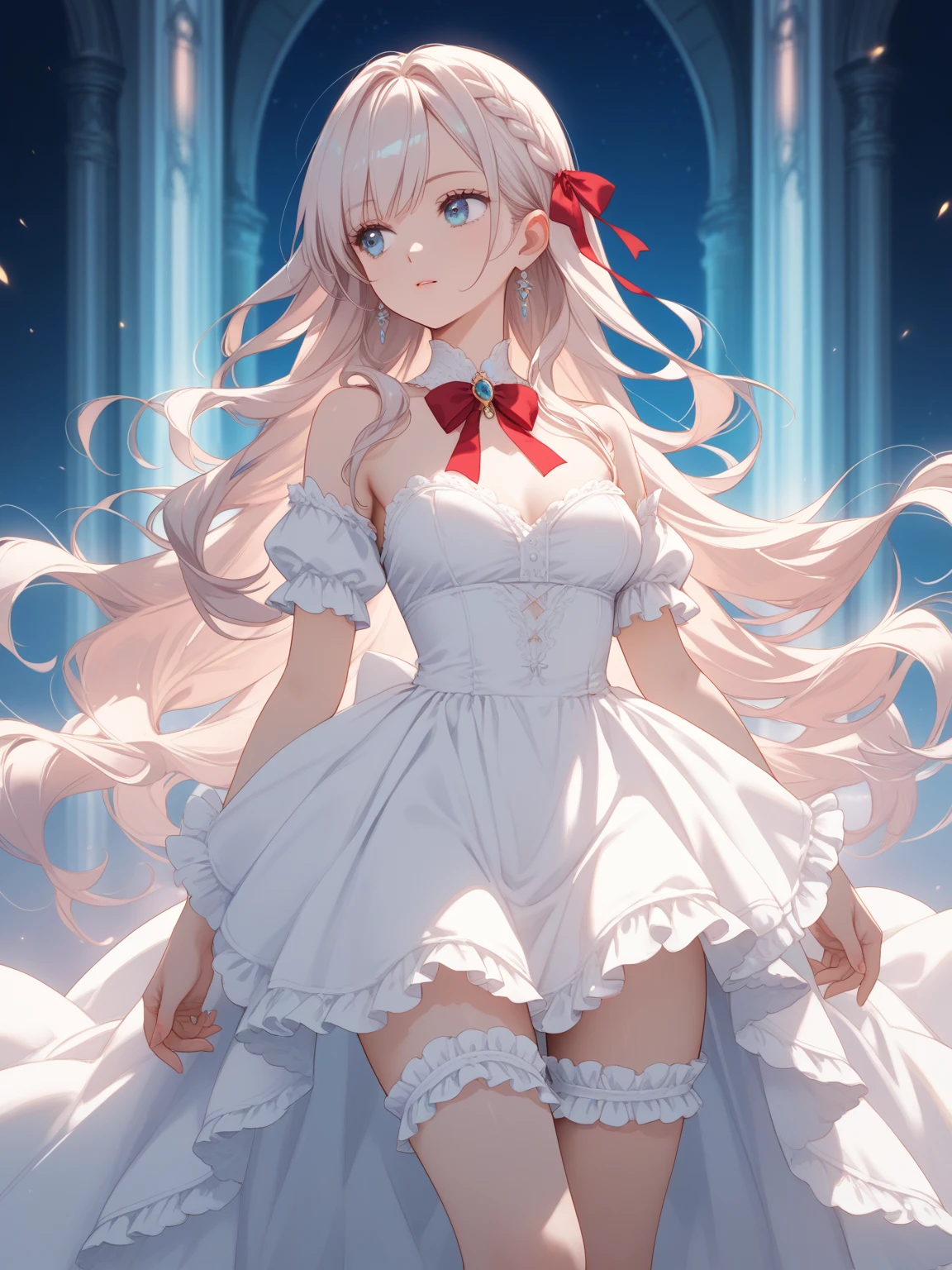 Anime Waifu beautiful detailed eyes, beautiful detailed lips, extremely detailed eyes and face, longeyelashes, 1girl, sensual, young woman, medium breasts, beautiful feminine face, nice thighs, slim, sexy, erotic, beautiful clothes, perfect body, cinematic lighting and framing, (best quality,4k,8k,highres,masterpiece:1.2),ultra-detailed,digital painting,portrait,glamorous,highly detailed,soft lighting,warm color tones masterpiece, High resolution, perfect face, Japan beauties, 30 years old, beautiful face, white background, high school student, skirt, embarrassed look, look at the camera, (top quality eyes), detailed texture, Look at me, Married woman, cool women, ((high resolution eyes)), hentai, from below angle