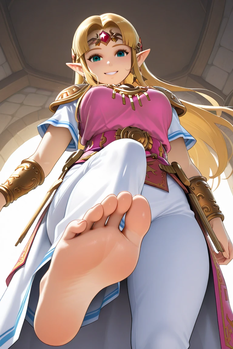 Link from Zelda games, detailed feet, foot fetish, soles, toes, red toesnail, beautiful face, wrinkled soles, stinky feet, stink steam, blond hairs, :D , beautiful blue eyes, penis out of clothes, massive . Masterpiece, 4k, ultra detailed soles, ultra detailed face, beautiful hair, two feet, fives toes. plain background. UHD