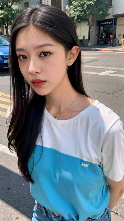 (8K), (Best Quality: 1.2), (Realistic), (Photorealistic: 1.37), Ultra High Definition, 1 Girl, Cute, Smile, Closed Mouth, Beautiful Details, Beautiful Nose, Full Body, Wet Hair, Colossal Dalsefo, Pony tale hair style, white T-shirts, (kintergarden teacher:1.3), (kintergarden park),(One woman is Educating kindergarten students:1.6), KOREAN