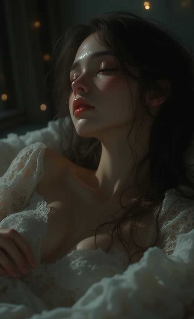 Beautiful girl fainted and opened her chest