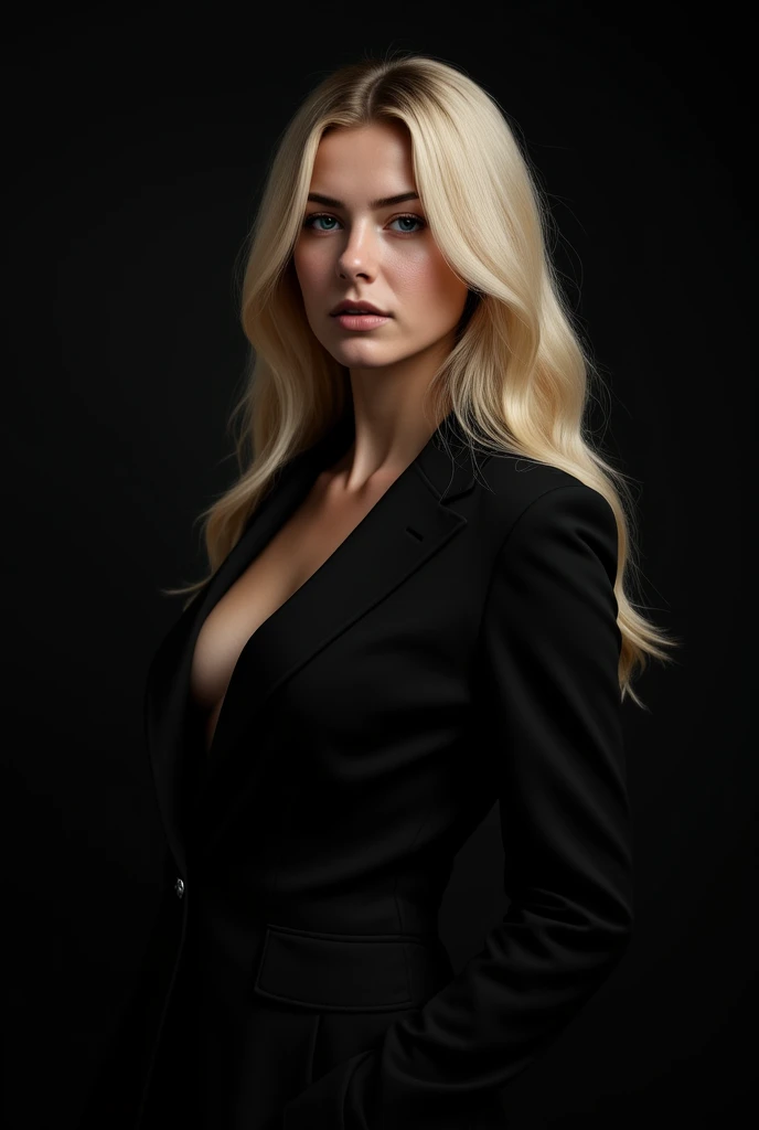 Best quality, masterpiece, high resolution, AMBER HEARD, dressed in black choir pants and jacket,red blouse,blonde hair, beautiful face, physique, Tyndall effect, realistic, dark studio, rim lighting, duotone lighting, (high detail skin: 1.2), 8k uhd, DSLR, soft light, high quality, volumetric light, stealth shot, photo, high resolution, 4k, 8k, bokeh