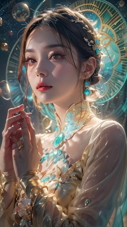 ((Top Quality, Detailed Background, Girl, Flower, Starry Sky)). ((Top Quality, Super Detail, Realism: 1.37), (1 Girl - Solo, Full Length, Waist-Height, Free - Relaxed Pose, Standing), (Girl, Flowers, Garden, Starry Sky,) (Stylish Pink dress , open shoulders, neckline, wide short bells, decorated with modern flowers)). ((Beautiful eyes, glossy lips, detailed features, gorgeous smile), (A piercing and enchanting gaze, freckles, jewels, gentle smile, soft and seductive lips, lustrous lips), (Bewitching gaze, sparkling eyes), (playful look), natural beauty)), (studio lighting), (orange, pink, white, green details), (tattoos), (technical clothing: 1.1) , (abstract background of lines and circles). ((Best quality: 1.37). ((Settings, Soft Lights, Shadows) (Technical Background - Abstraction) (HD Details, Cinematic, Surrealism), (Soft Lights, Deep Focus, Raytracing, Diffusion). ( settings, soft light),