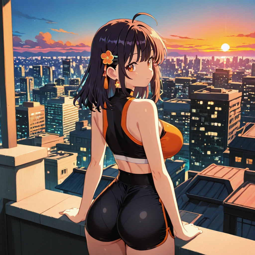 score_9, score_8_up, score_7_up, source_anime, yaoyorozumomo, yaoyorozu momo, long hair, bangs, black hair, ponytail, black eyes, high ponytail, wide ponytail, navel, cleavage, bare shoulders, belt, leotard, bare arms, center opening, red leotard, beltskirt, outdoors, cityscape, looking at viewer, upper body, huge breasts,S2Z0n1c21.5XL style, solo, girl, 1girl, solo, ass, anus, looking back, multicolored hair, white background, spread anus, looking at viewer, simple background, white hair, pussy, spread ass, stick out ass, black tights, grab ass, Spread ass, grab ass with hands, Get blush, (((Pink heart shaped eyes))), used condom hold in mouth,