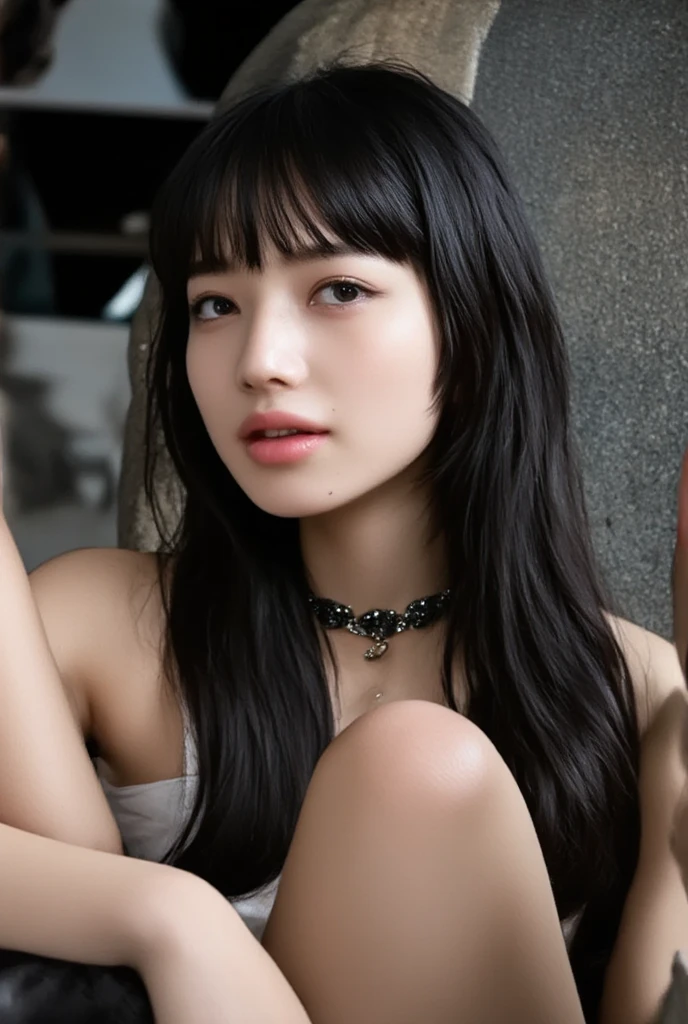 best quality, detailed, beautiful, insanely detailed, absurdres,perfect anatomy,
Japanese woman,black hair,27 years old,
(slender),
(small breasts),
leaning on a 65 year corvette
