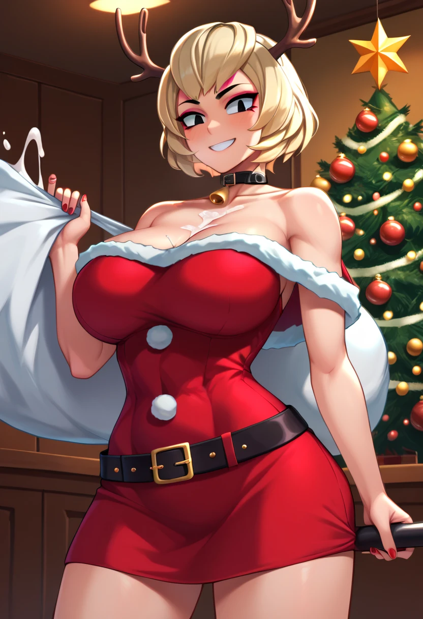 Mavis wearing santa outfit, christmas outfit, sexy, santa hat, cute
