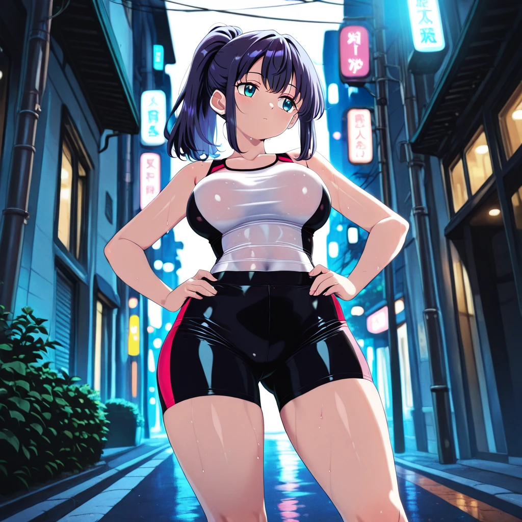 NTRman, ntrman style art, masterpiece, black hair, short hair, glasses, angry face, plump, curvy body, wet body, sweaty body, mature female, cinematic lights, close up, body details,