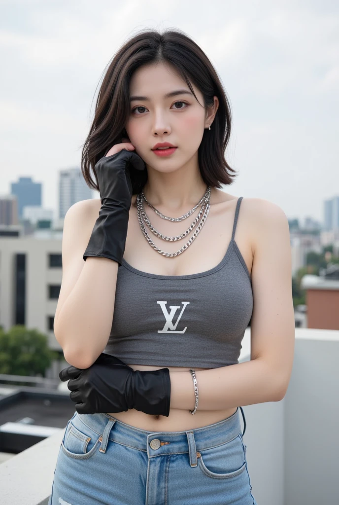 absurdres, RAW photo, extremely delicate and beautiful, masterpiece, Best Quality, ultra high resolution, 16k, hyperrealistic, ultra-detailed, Very detailed CG 8k wallpaper, Beautiful Lighting, Perfect Lightning, Realistic Shadows, perfect anatomy, super Detailed skin, perfect figure, Japanese woman, late 20s, very Slim body, narrow waist, very small head, handsome detailed woman, very detailed eyes and face, realistic face proportions, Stunning detailed eyes, Realistic beautiful face, very small face, Realistic small beautiful eyes, double eyelids, makeup, tearful mole, mole on chest, earring, bare legs, beautiful and very thin legs, beautiful and very thin thighs, (((yuri))), (((((3 girls))))), (((very huge round breasts))), (((full body shot))), short hair, wavy hair, (((dress shirt))),
