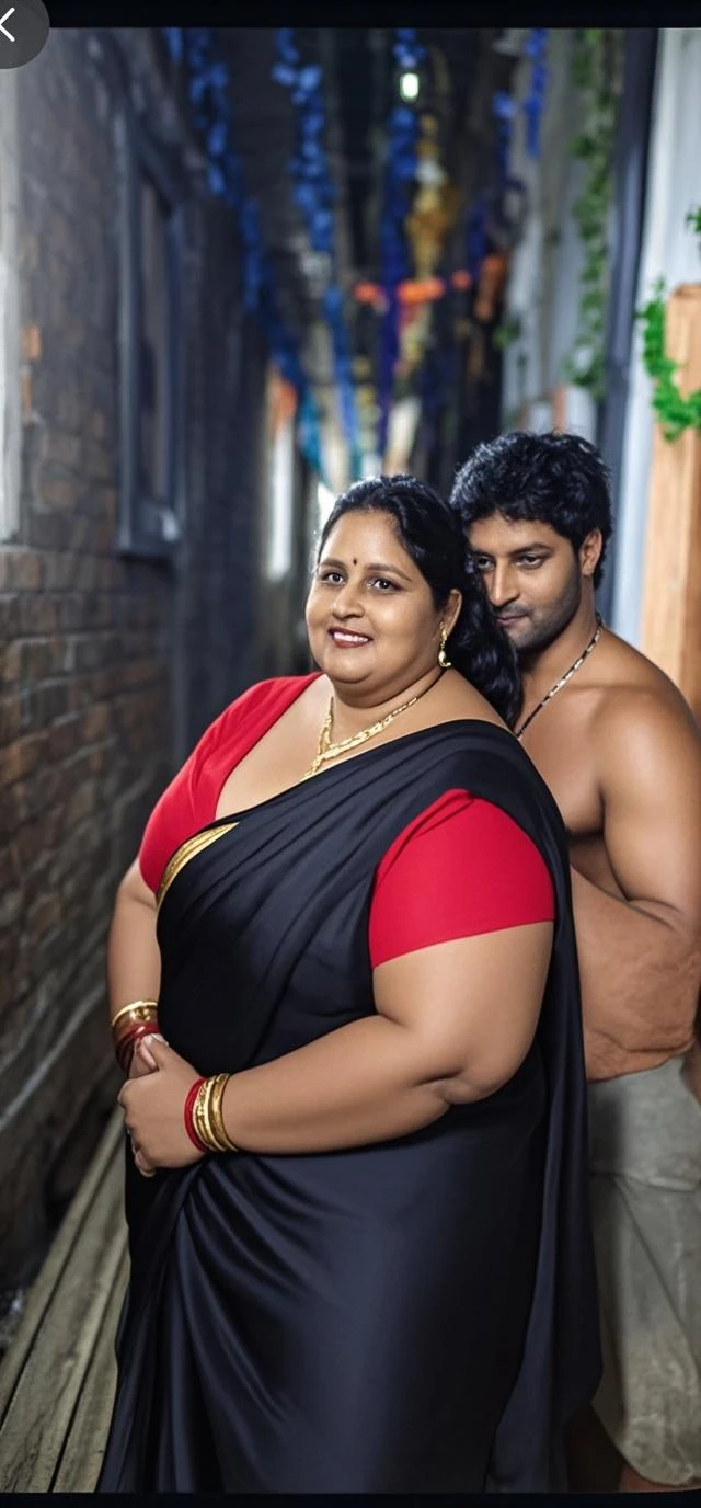 Newly wed indian couple, hot curvy white south indian milf with long hair, big breast, big hip, very big ass, thick thighs, woman wearing chudidhar, cleavage, indian couple, very short indian black old man with short haircut, skinny body and big moustache, man wearing shorts, woman with man, couple in house balcony, high resolution, couple looking at camera, tall woman and short man, close-up potrait, Closed Mouth, serious face, front full body view, in kitchen, bright lighting