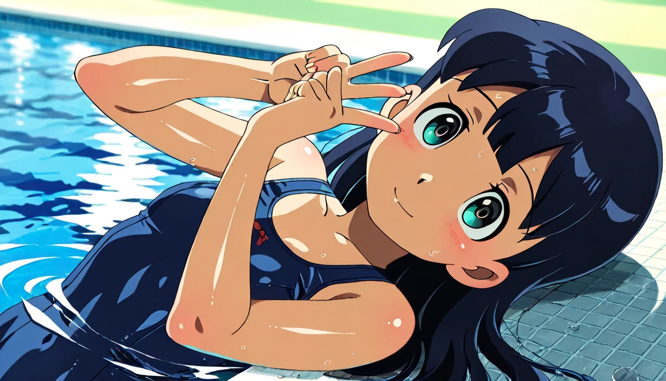 Anime girl in a blue swimsuit lying in the pool, realistic bikini, Wallpaper Anime Blue Water, Swimsuit, Ilya Kuvshinov. 4 k, Smooth Anime CG Art, Wet swimsuit, wearing a swimming wear, Makoto Shinkai and ArtGerm, Art styles : Ilya Kuvshinov, marin kitagawa fanart, ilya kuvshinov style