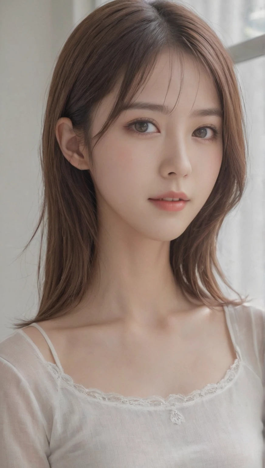 photo of a 18 y.o girl, beautiful vintage color, instagram (photorealistic, high resolution:1.4), ((puffy eyes)), looking at viewer, , full body (8k, RAW photo, best quality, masterpiece:1.2), (realistic, photo-realistic:1.37), (sharp focus:1.2), professional lighting, photon mapping, radiosity, physically-based rendering, (pale skin:1.2), (medium breasts:1.2), looking at viewer, (middle hair:1.5), portrait, purple eyes, (sliver hair:1.1), bangs, (simple background:1.4), solo, upper body, realistic, (masterpiece:1.4), (best quality:1.4), (shiny skin), fashion girl, makeup, smile(skinny, closed mouth,shy:1.3), (sheer sun dresses:1.5513), (standing:1.1), medium bust, sexy pose, {NSFW:1.2},