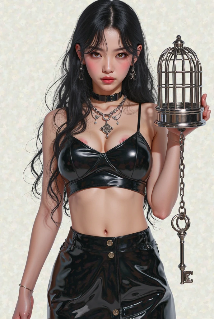 ((Background made up of chains and flowers))、scribble, nightmare, doll-like face, Manga style, rough sketch, Horror elements, (masterpiece), (High resolution), (Very delicate), (clear), Manga style illustration,Japanese painting, (spooky), crazy illustration, Flat Illustration, spooky外観, (Mr.々Colored hairstyles), Unique atmosphere、Small eyes、（Flat Chest）, ((Muddy hair)),Thorns wrapped around the body、((Creepy Tattoos))、Holding a balloon,Skin full of stitches,restrained by thick chains、（Colorful clown costumes）、Bold Pose
