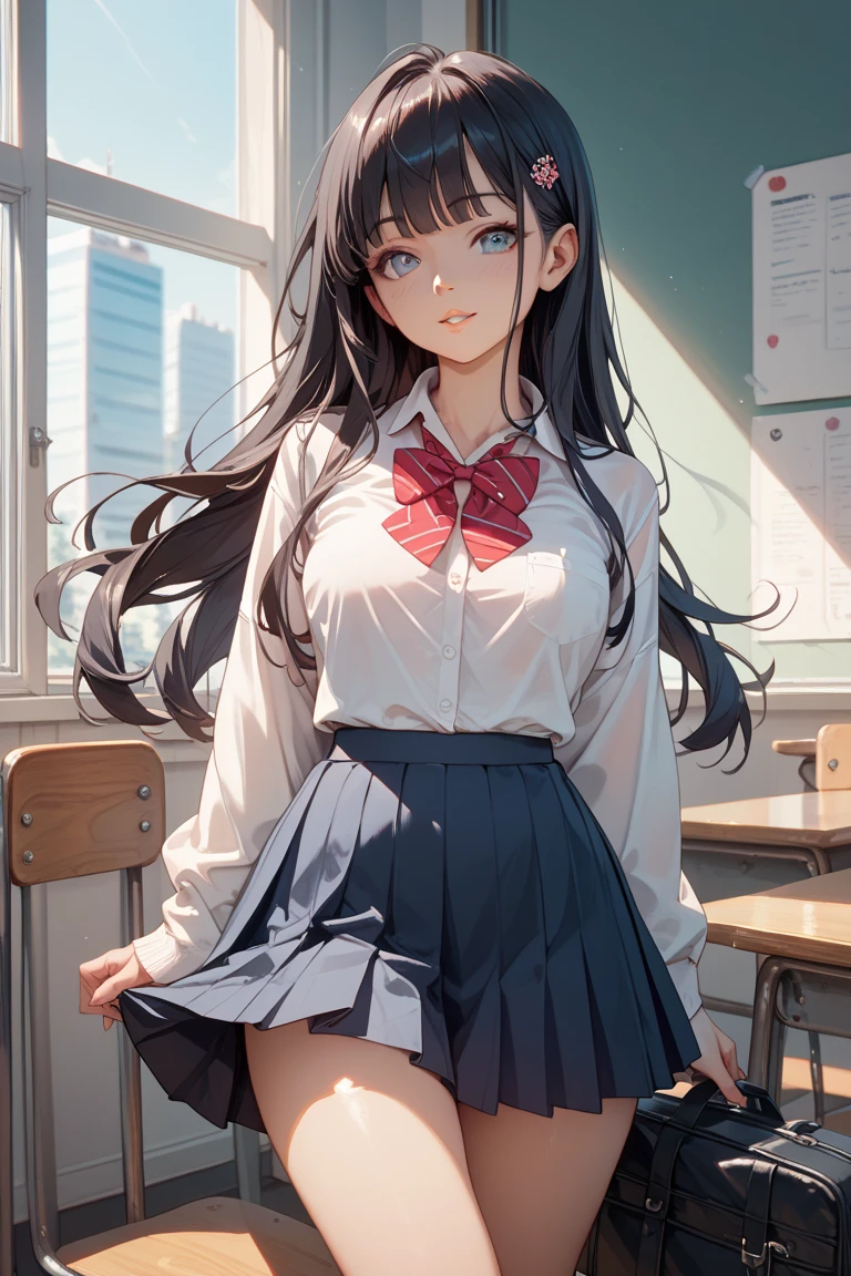 girl in school skirt and underwear
