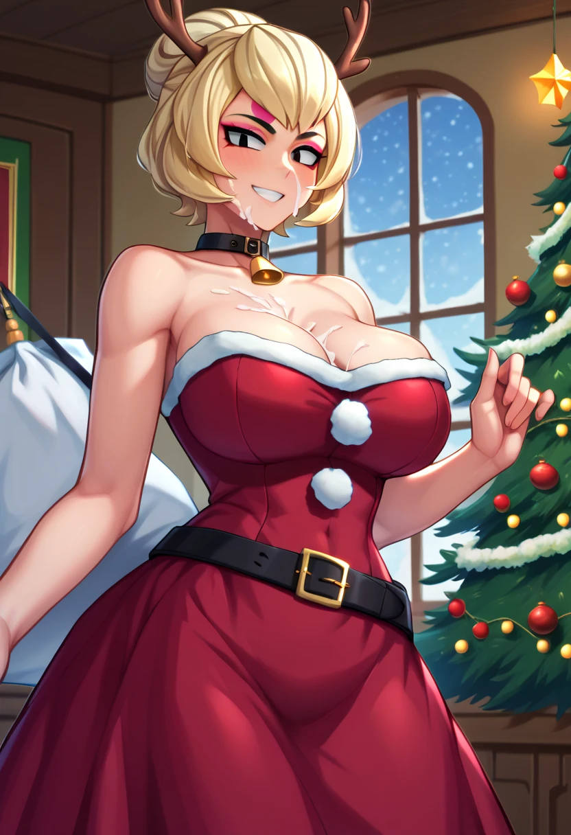 (8K, 超A high resolution, masterpiece of best quality, professional-grade detailed wallpaper, Ultimate very detailed everything, Realistic depiction、anime image, Professional Writing、shadings、Game CG),Perfect human body、A detailed face、A detailed eye、 Step Piece, of the highest quality, 16k UHD,
Sitting,40 years、Erotic、A MILF, ((Sexy Santa Claus))、Eromama、Lewd wife、(((Sexy Mom, Vulgar wife、makeup、Erotic Married Woman、aunt、Adulterous wife、Sweat、Oil,gleaming skin、realistic skin textures、Detailed beautiful skin、Shiny skin、shiny white skin))),large full breasts、cleavage of the breast、Sleep in bed、Open mouth、put out the tongue、涎、
lighting in a dark and cold room、christmas night、Solo, Cute, Warm smile, Blushing, embarrassed, itting open legs, , (Santa Claus costume and red sweater dress:1.4),