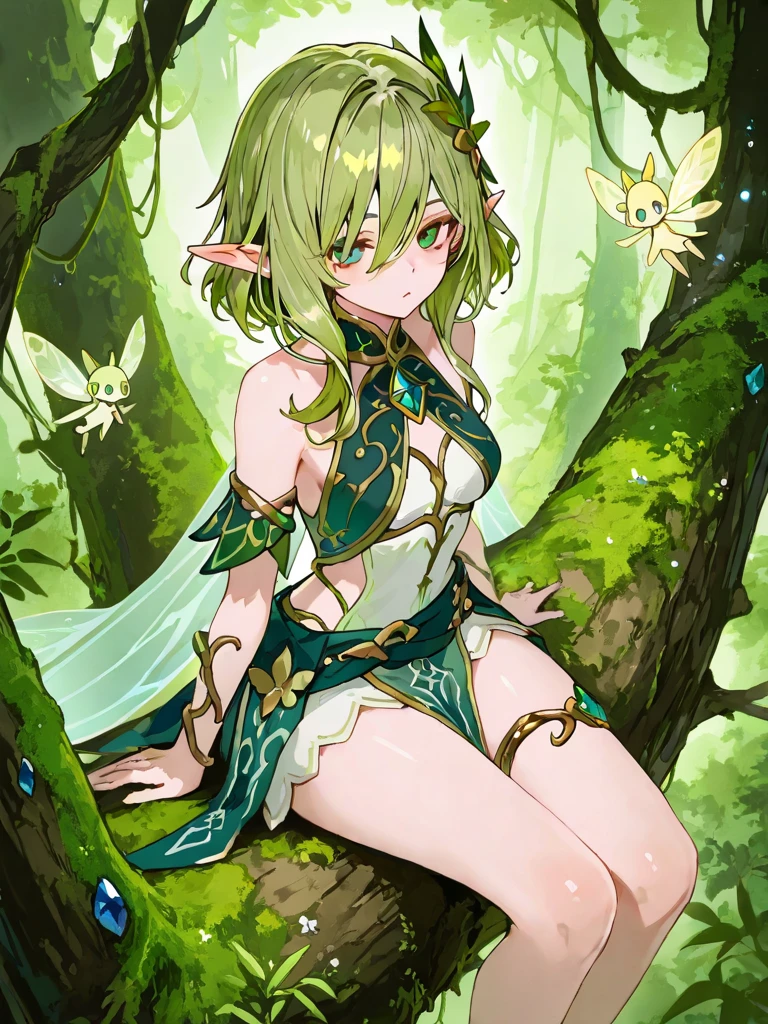 (((close up crotch))), A little fairy girl is playing pranks, (I look up at the girls from the ground.)、(The girls who surrounded me and hugged me)、((A laughing smile)), (Pixie)、(Butterfly on the back々Feathered)、Very small fairy、((A fairy smaller than a penis))、low length、(thin)、((5 years old girl))、(Transparent fair skin), (((child girl)))、Wavy、(Green Hair)、ponytail、Red scrunchie、((Forehead))、Big eyes、Grey Eyes, (Red leotard)、(covered nipples), ((Angle from below1.5)), light pink tights、Covered navel、(Thighs), crotch、(Angle from the bottom of the girl), ((Girl squeezes me with her crotch)), (In the woods)、((Punching the penis))、((Cast magic on the penis))、((lying big boy)), ((penis)), ((eject cum)),