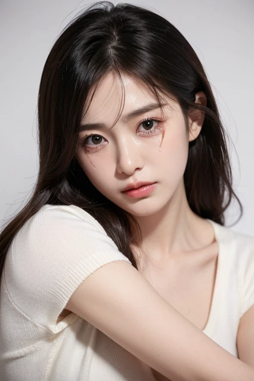 masterpiece、top-quality、realisitic、(A hyper-realistic), (illustratio), (hight resolution), (8K), (ighly detailed), (The best illustrations), (beatiful detailed eyes), (top-quality), (ultra-detailliert), (masterpiece), (wall-paper), (详细的脸), a bed、Upper body close-up,Armpit, Angel Lip,Plump,独奏,(Wearing a plummeted open shirt of white silk:1.5), full of sweat, japanes, large full breasts, (camel's toe)、huge-breasted、Luxury living room、Detailed white teeth、ultimate beauty girl、No bra、(Thick necklace of gold)、perfect teeth、Brown hair、Light makeup、Navel、