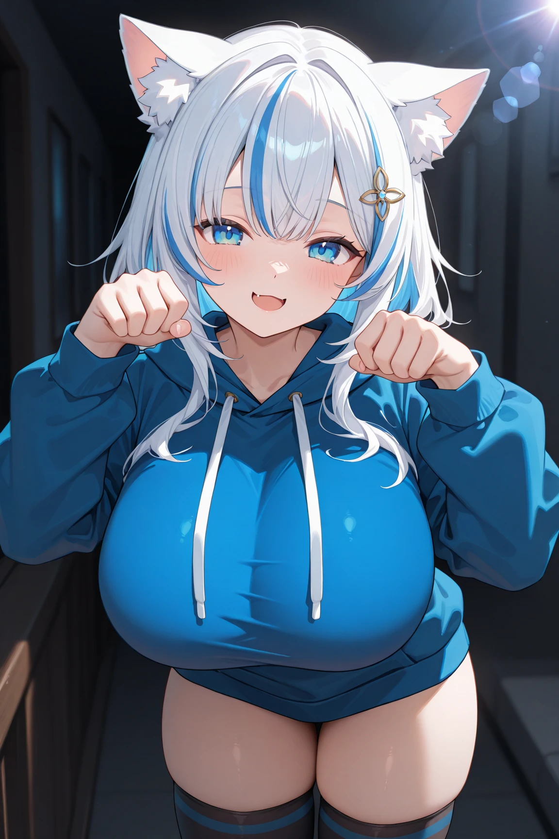 (masterpiece:1.2, best quality), (highly detailed), gym locker room, 1girl, 13yo girl, , long legs, long hair, blonde, (white pantielue sonic the hedgehog hoodie)), standing, smile, Original Character, Volumetric Lighting, Best Shadows, Shallow Depth of Field, (Highest Quality, Amazing Details:1.25), Brilliant Colorful Paintings (Huge breasts: 1. 2,),