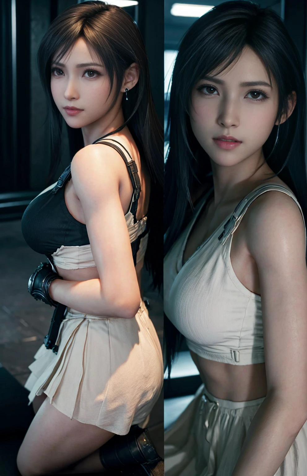 Best Quality)), ((Masterpiece)), (detail: 1.4), (realisticity:2), (Ranma-chan: 2.1), (braided ponytail, single ginger braid ), provocative smile, open lips, leaky belly button, (vibrant blue eyes), short skirt, cropped tangzhuang, looking at the viewer, (excellent detail, outstanding lighting, wide angle), dramatic shadows , Subsurface Scattering, Post Processing, Anisotropic Filtering, Depth of Field, Maximum Sharpness and Acutance, Albedo and Highlight Mapping, Surface Shading, Accurate Simulation of Light-Material Interactions, Perfect Proportions, Octane Rendering, Two-tone Lighting, Wide Aperture, sfw, visible through the top, ((nipple)) erect under the clothes, (extra-fine clothing material),(nipple_outline), ((sfw)), big breasts, deep cleavage, black footwear, full body, perfect ass, Pubic hair. The lower abdomen bristles. Slender. Kneeling, open crotch, The crotch is open. My are big and are about to spill out of my bra. Very much pubic hair. Pubic hair protrudes very much